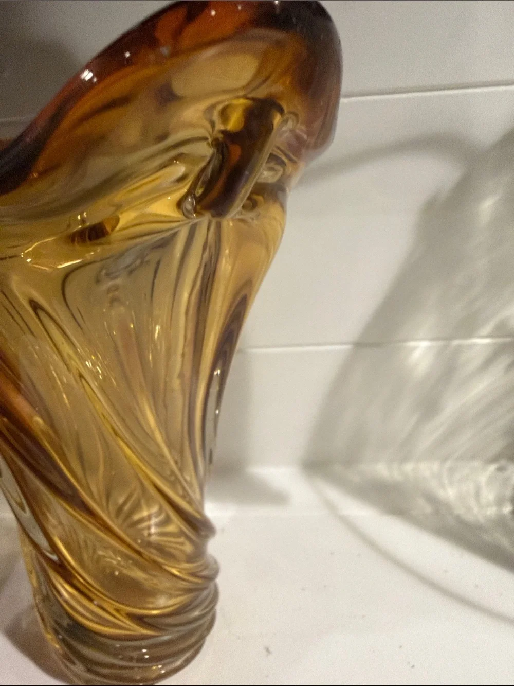 Amber Art Glass Vase - Home Art